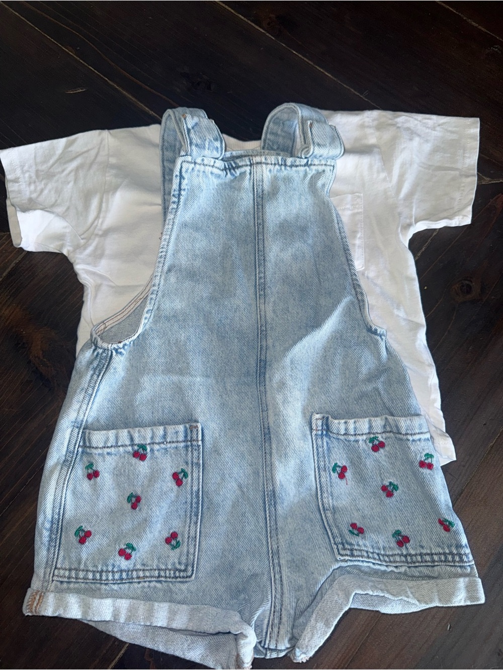 Zara Cherry Overalls and White Pocket Tee Size Size 2 Year
